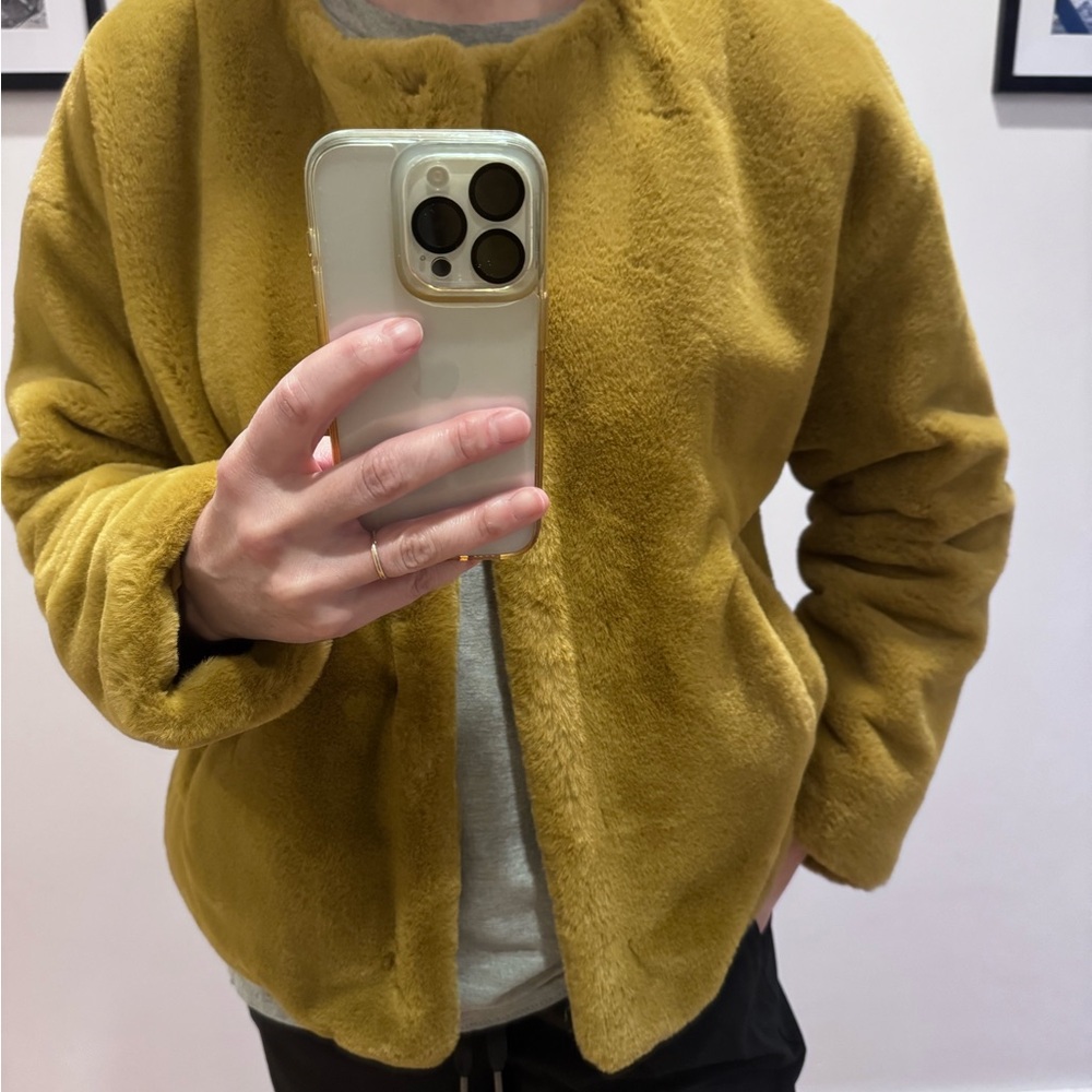 Zara Mustard Faux Fur Jacket